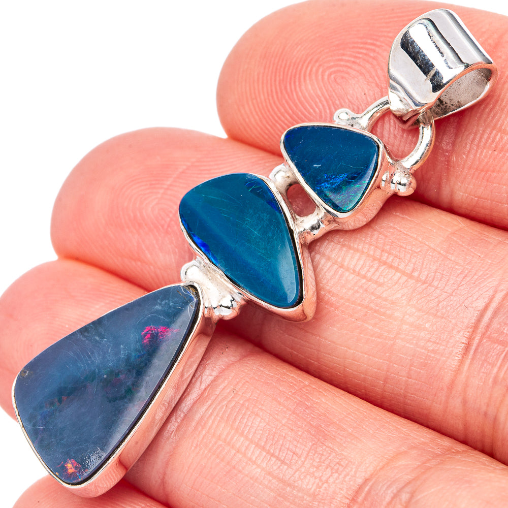 Rare Doublet Opal 925 Sterling Silver Pendant 1 3/4" (925 Sterling Silver) P42644