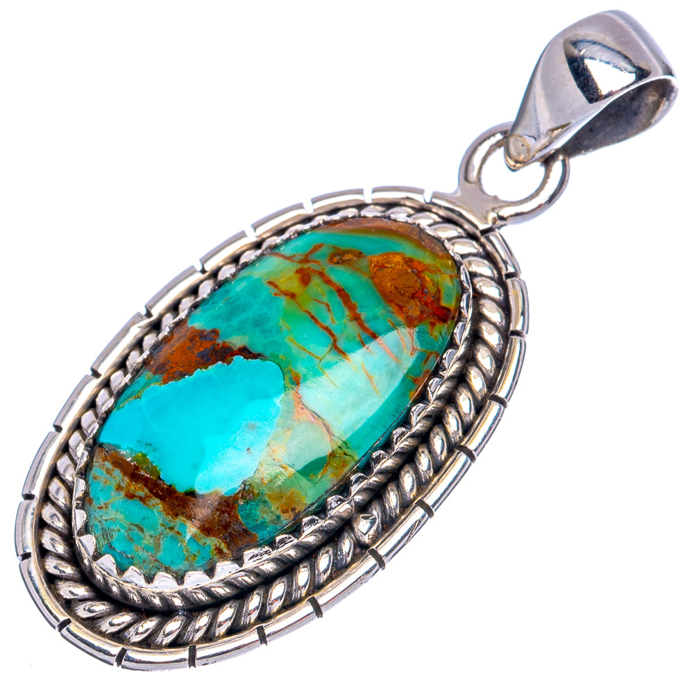 Rare Arizona Turquoise Pendant 1 3/8" (925 Sterling Silver) P42120