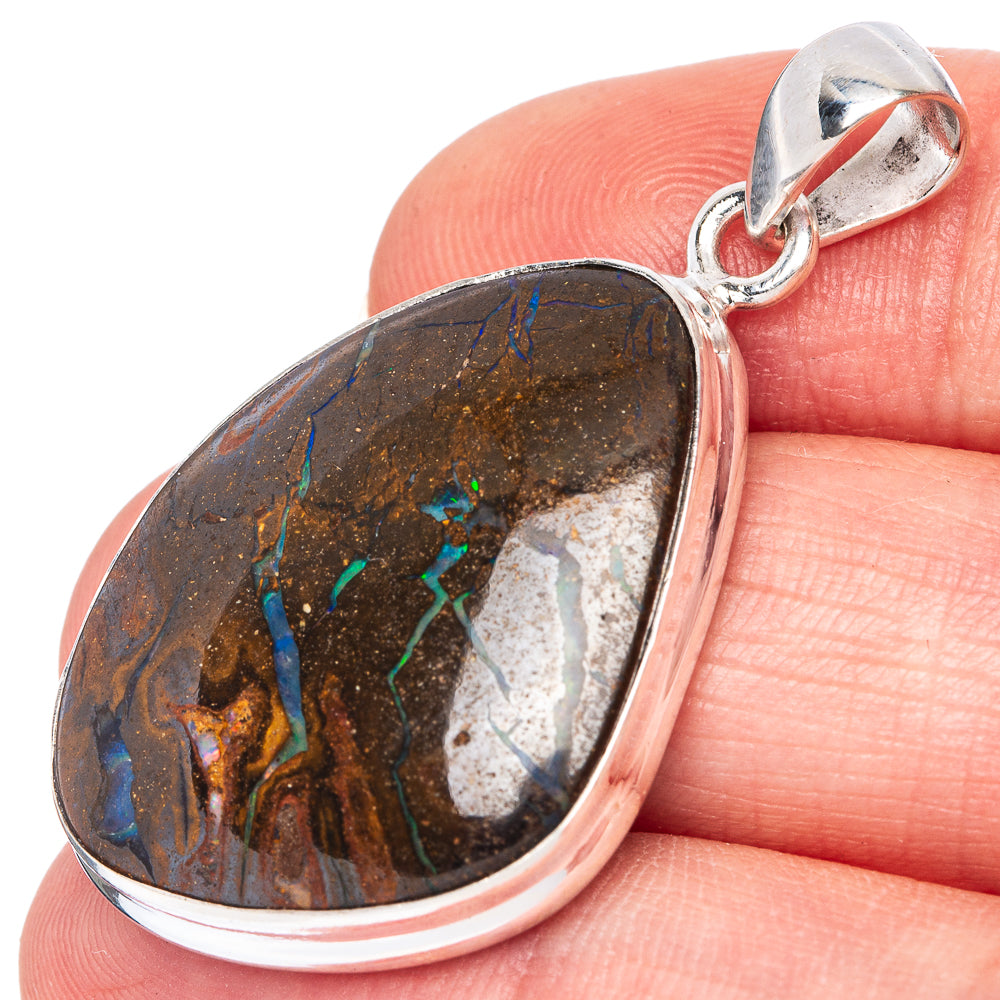 Rare Boulder Opal Pendant 1 5/8" (925 Sterling Silver) P41362