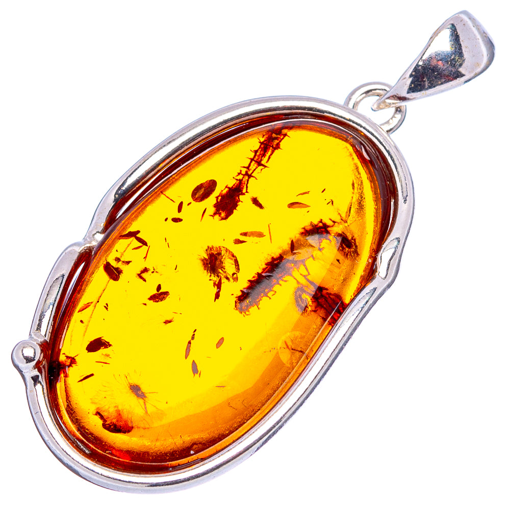 Baltic Amber Pendant 1 1/2" (.925 Sterling Silver)