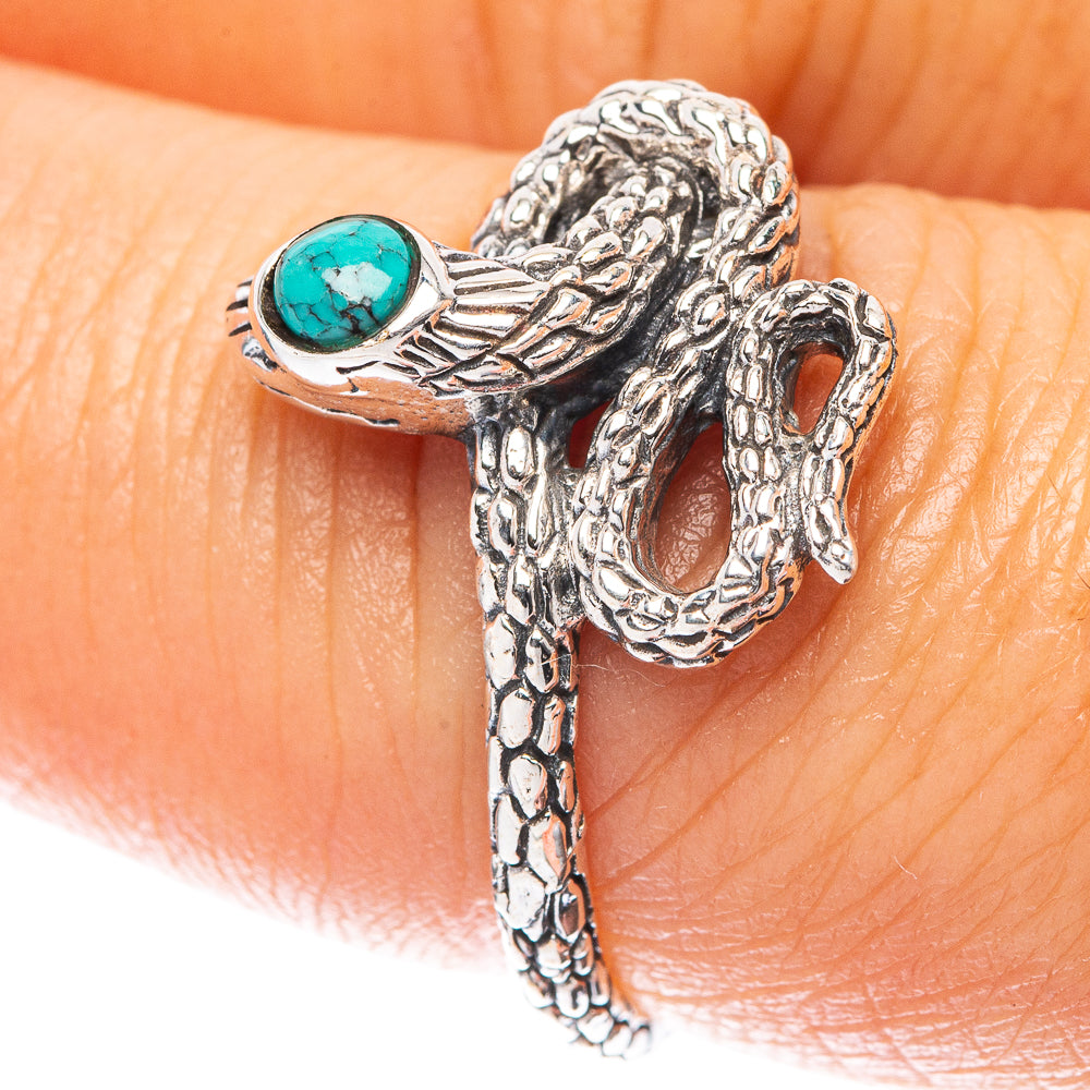 Tibetan Turquoise Snake 925 Sterling Silver Ring Size 7.75 (925 Sterling Silver) R5460