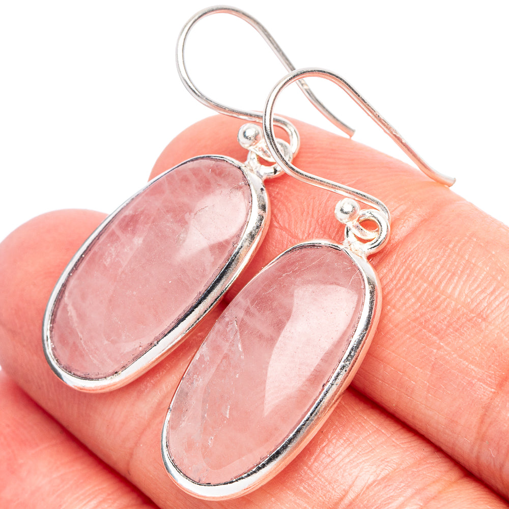 Rose Quartz Earrings 1 3/8" (925 Sterling Silver) E2336