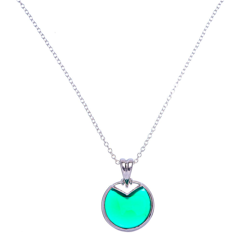 Green Onyx Necklace 17 7/8" (925 Sterling Silver) N90032