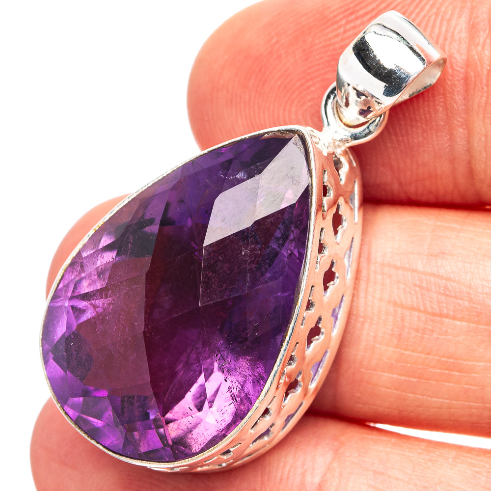 Premium Faceted Amethyst Pendant 1 1/2" (.925 Sterling Silver)