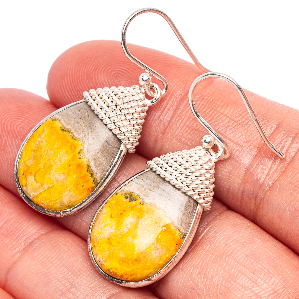 Bumble Bee Jasper Earrings 1 1/2" (925 Sterling Silver) E1733