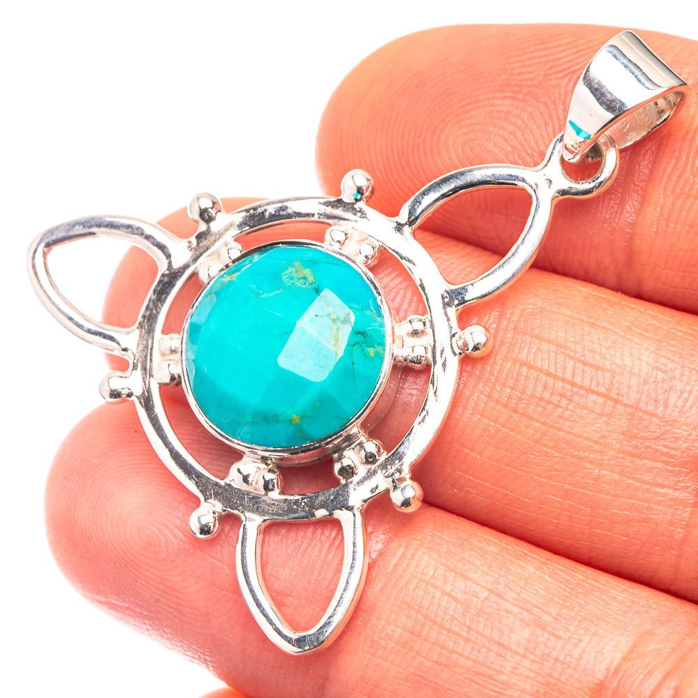 Premium Signature Tibetan Turquoise Pendant 1 1/2" (925 Sterling Silver) P38784