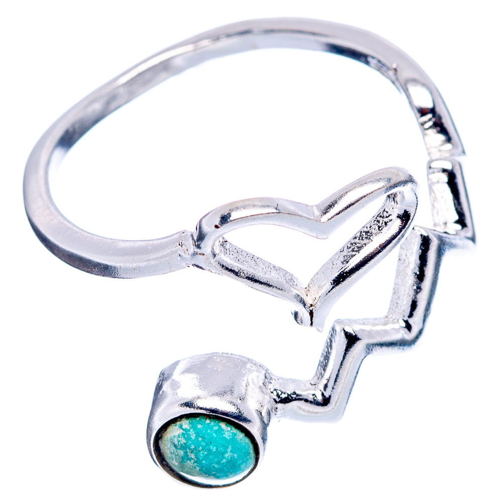 Turquoise Heart Dainty Ring Size 5 Adjustable (.925 Sterling Silver)