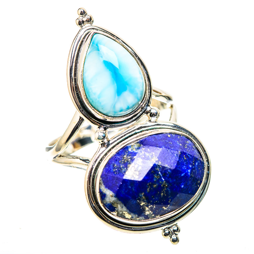 Large Lapis Lazuli, Larimar Ring Size 10.5 (925 Sterling Silver) RING138610