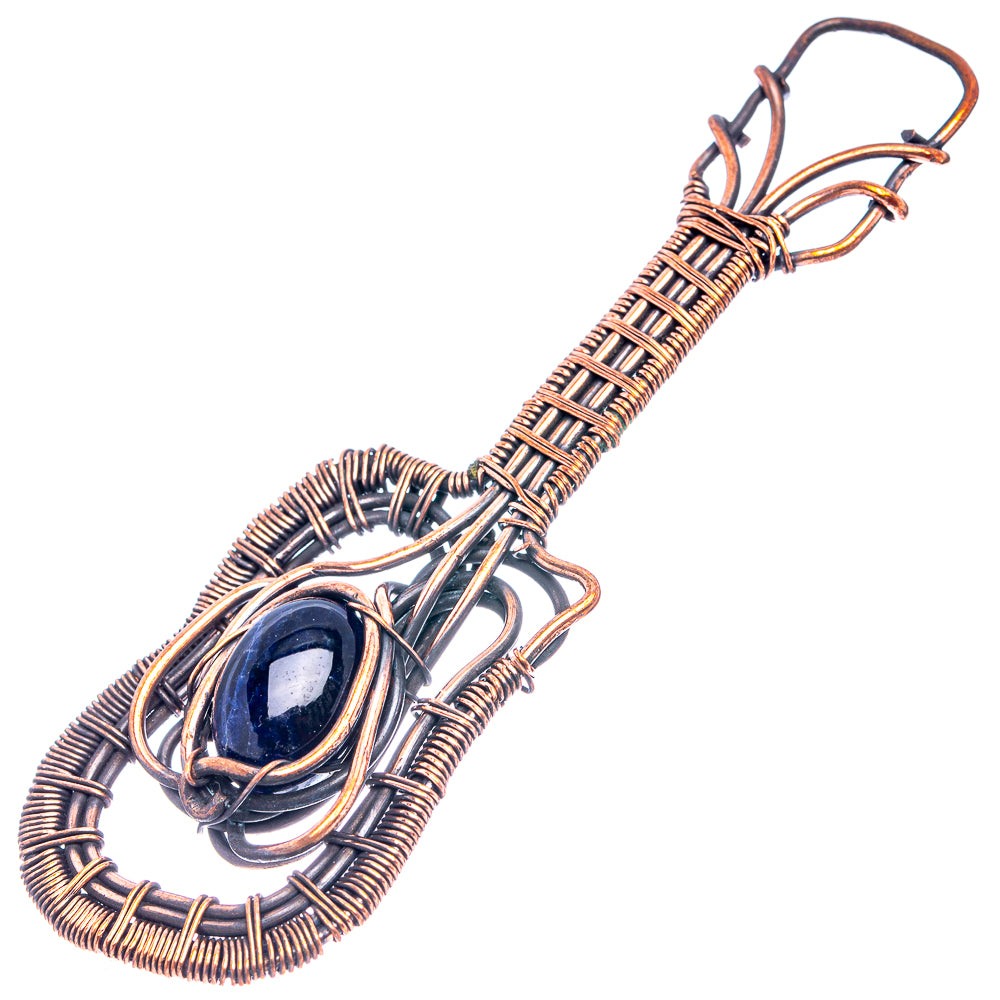 Sodalite Wire Wrap Pendant 3 1/2" (Oxidized Copper)