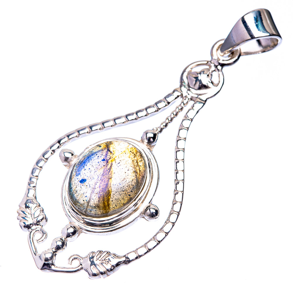 Premium Labradorite Pendant 1 7/8" (925 Sterling Silver) P38786