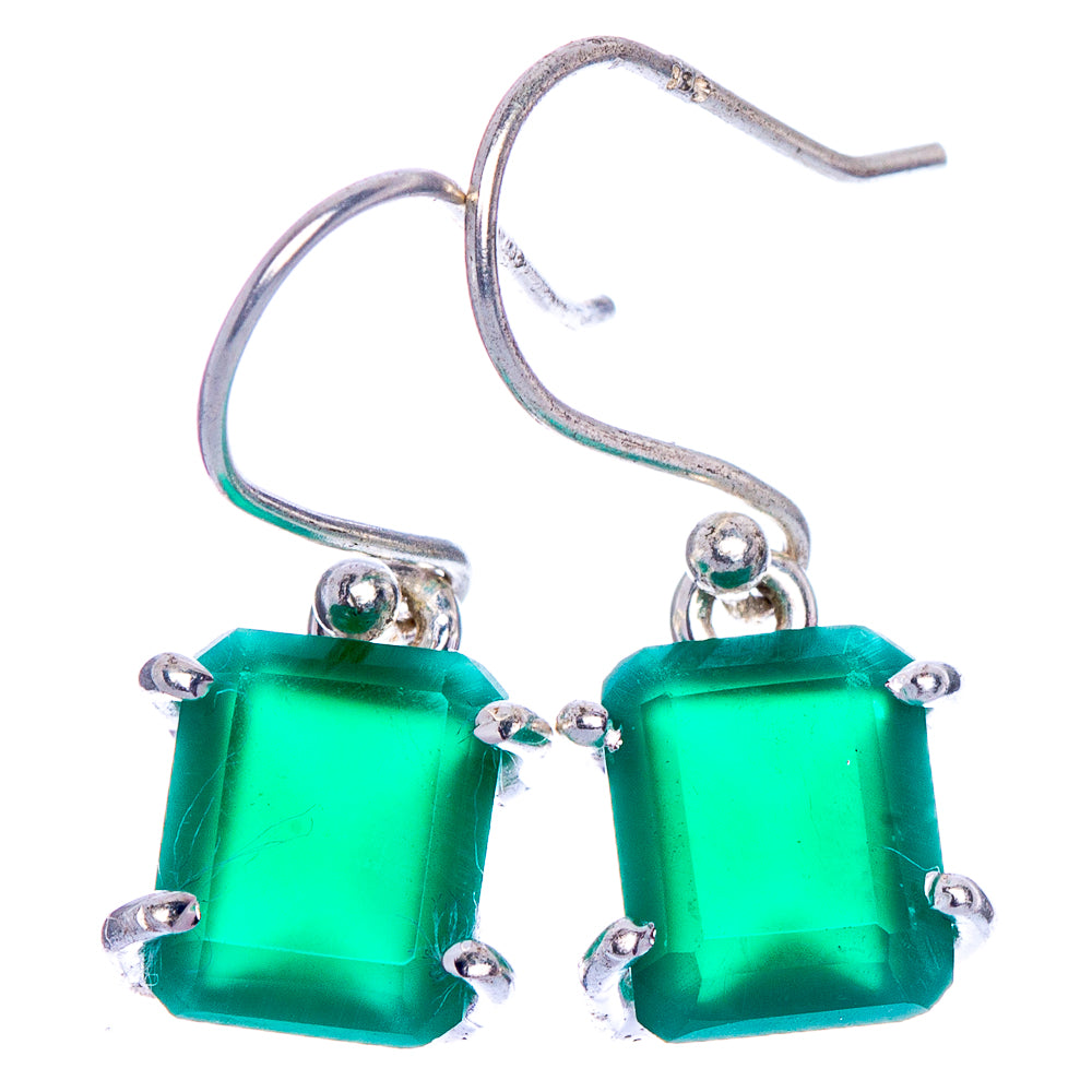 Green Onyx Earrings 1 1/8" (925 Sterling Silver) E1021