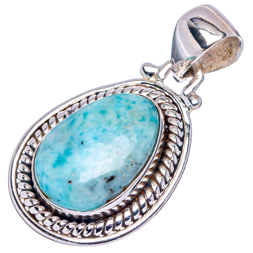 Rare Larimar Pendant 1 1/8" (.925 Sterling Silver)