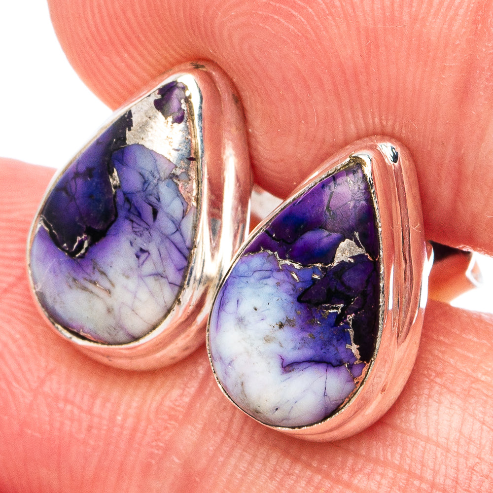 Purple Dahlia Mohave Turquoise Earrings 1/2" (.925 Sterling Silver)