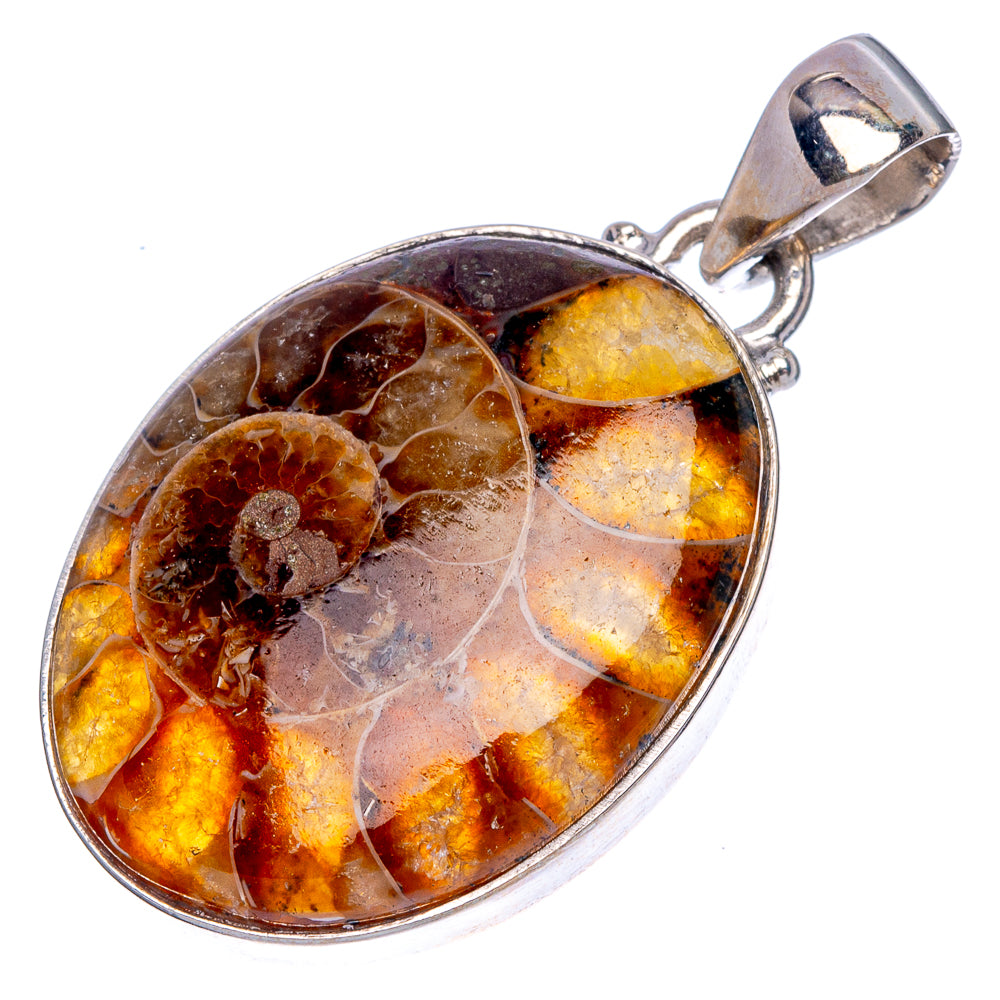 Ammonite Fossil Pendant 1 1/2" (925 Sterling Silver) P40219