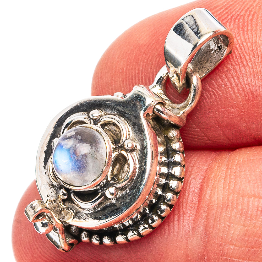 Rainbow Moonstone Poison Pendant 1 1/8" (.925 Sterling Silver)