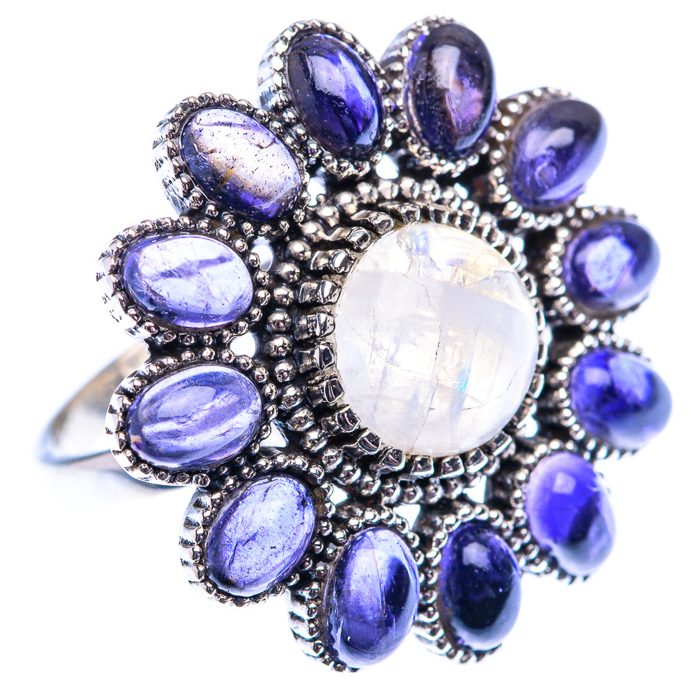 Large Rainbow Moonstone, Tanzanite 925 Sterling Silver Ring Size 8.25 (925 Sterling Silver) RING140380