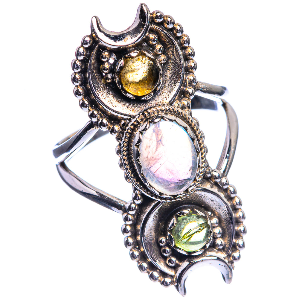 Rainbow Moonstone, Citrine, Peridot Ring Size 7 (925 Sterling Silver) R144132