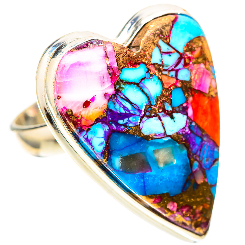 Large Kingman Pink Dahlia Turquoise 925 Sterling Silver Ring Size 8.75 (925 Sterling Silver) RING139694