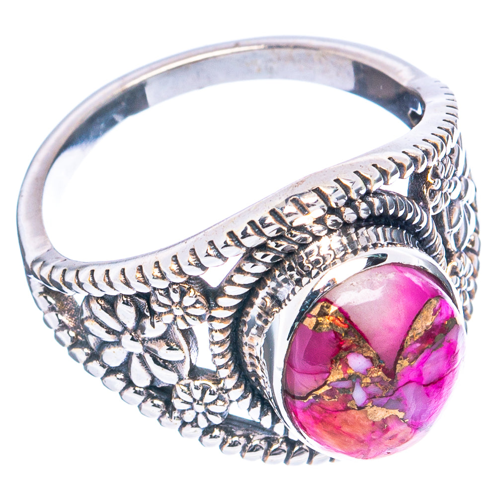 Pink Dahlia Mohave Turquoise Ring Size 8.25 (.925 Sterling Silver)