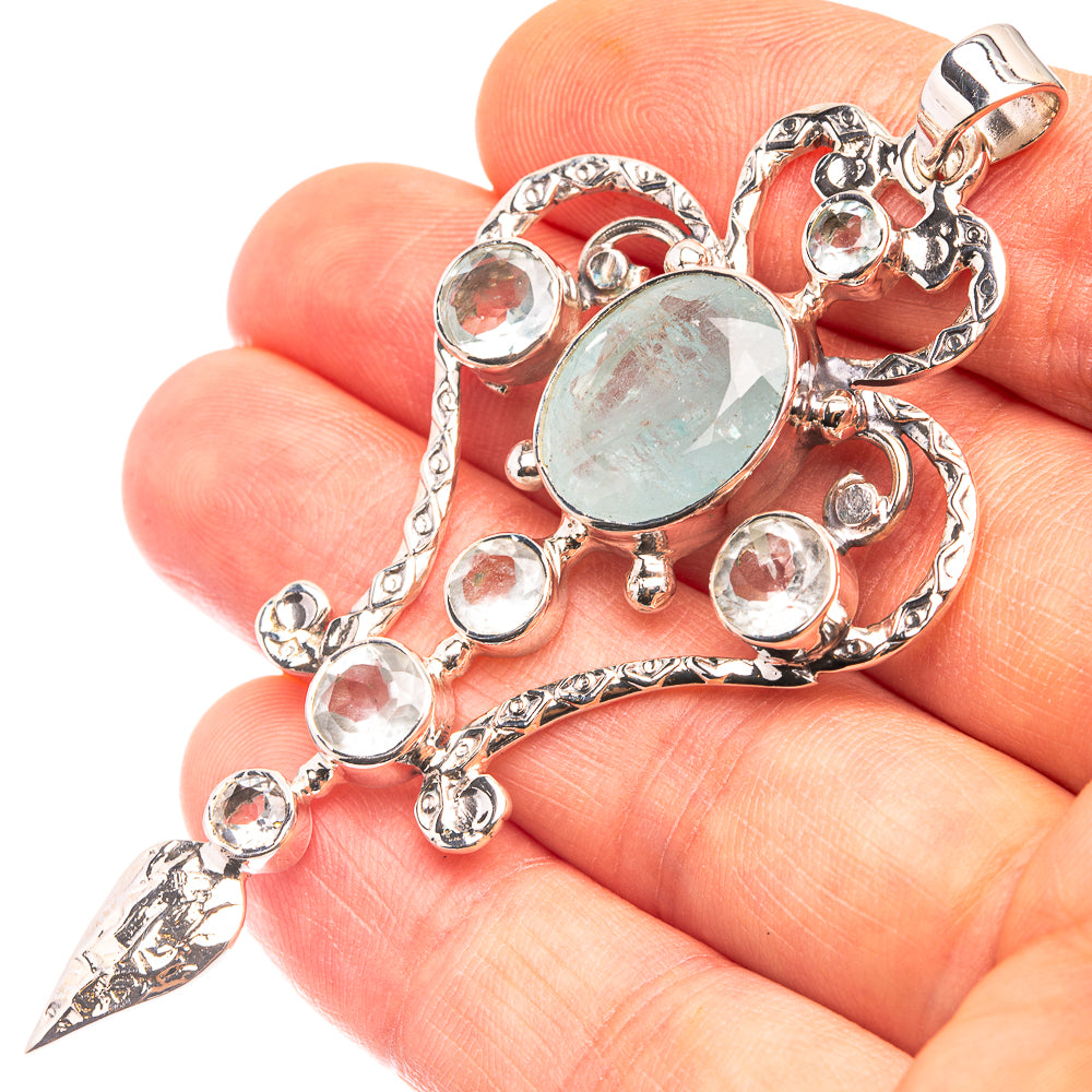 Signature Aquamarine Pendant 2 7/8" (925 Sterling Silver) P38736