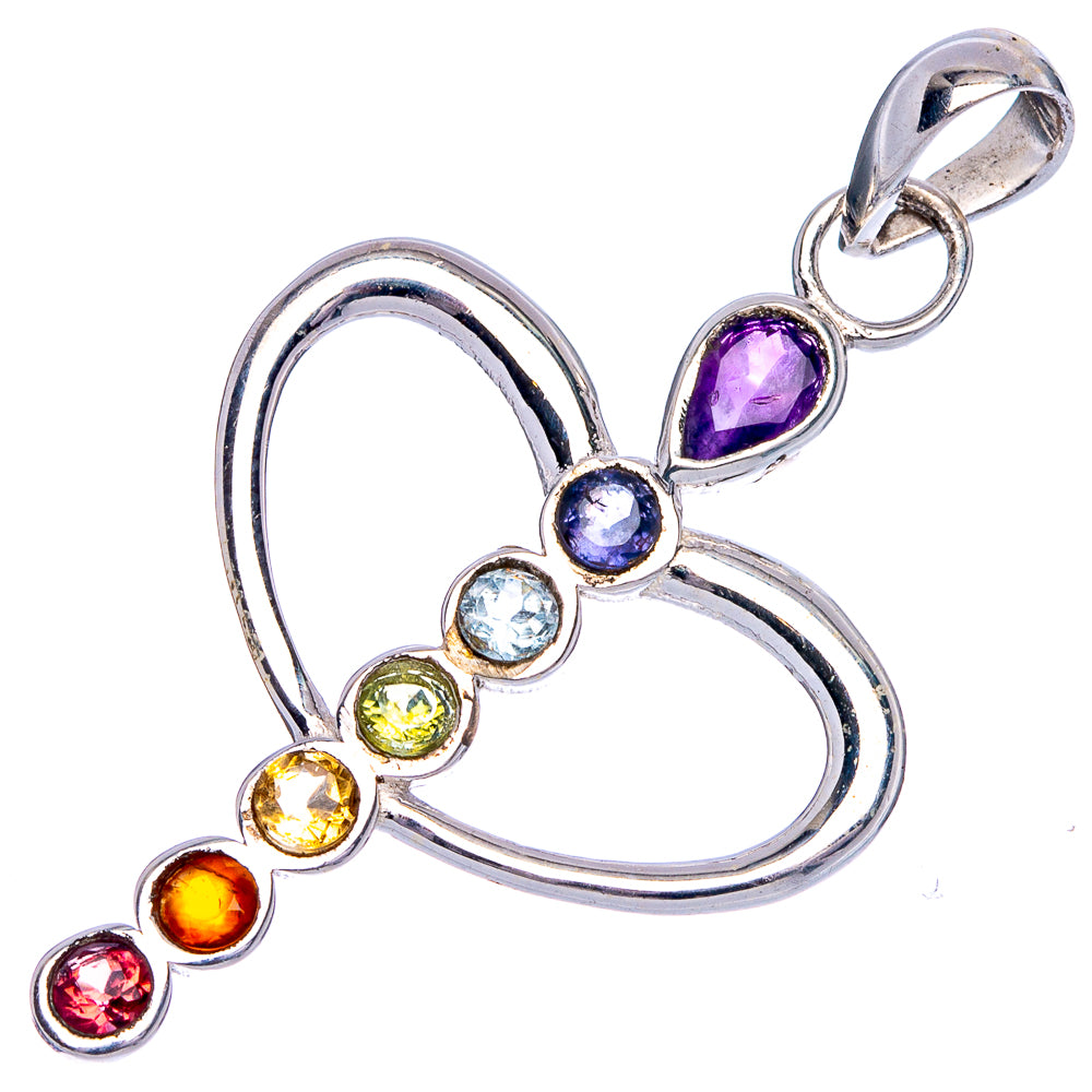 Chakra Heart Pendant 1 3/4" (925 Sterling Silver) P40577