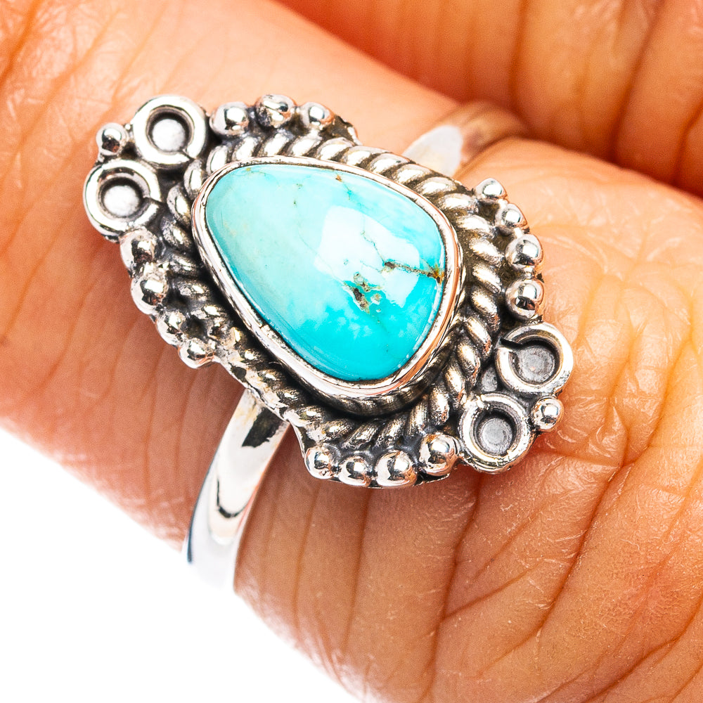 Sonoran South Hill Turquoise Dainty Ring Size 6 (.925 Sterling Silver)