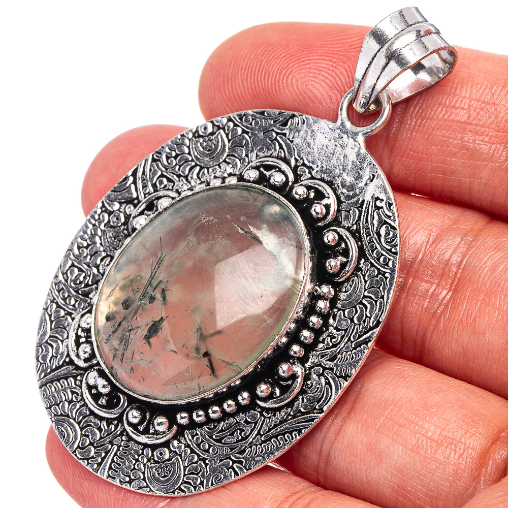 Prehnite Pendant 2 3/8" (German Silver)