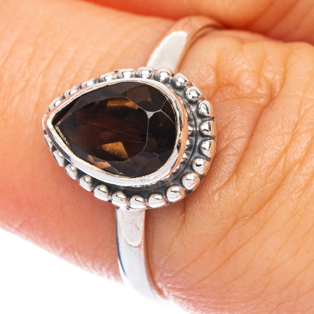 Smoky Quartz Dainty Ring Size 6.75 (925 Sterling Silver) R145721