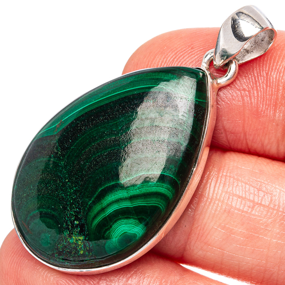 Malachite Pendants 1 5/8" (925 Sterling Silver) P43214