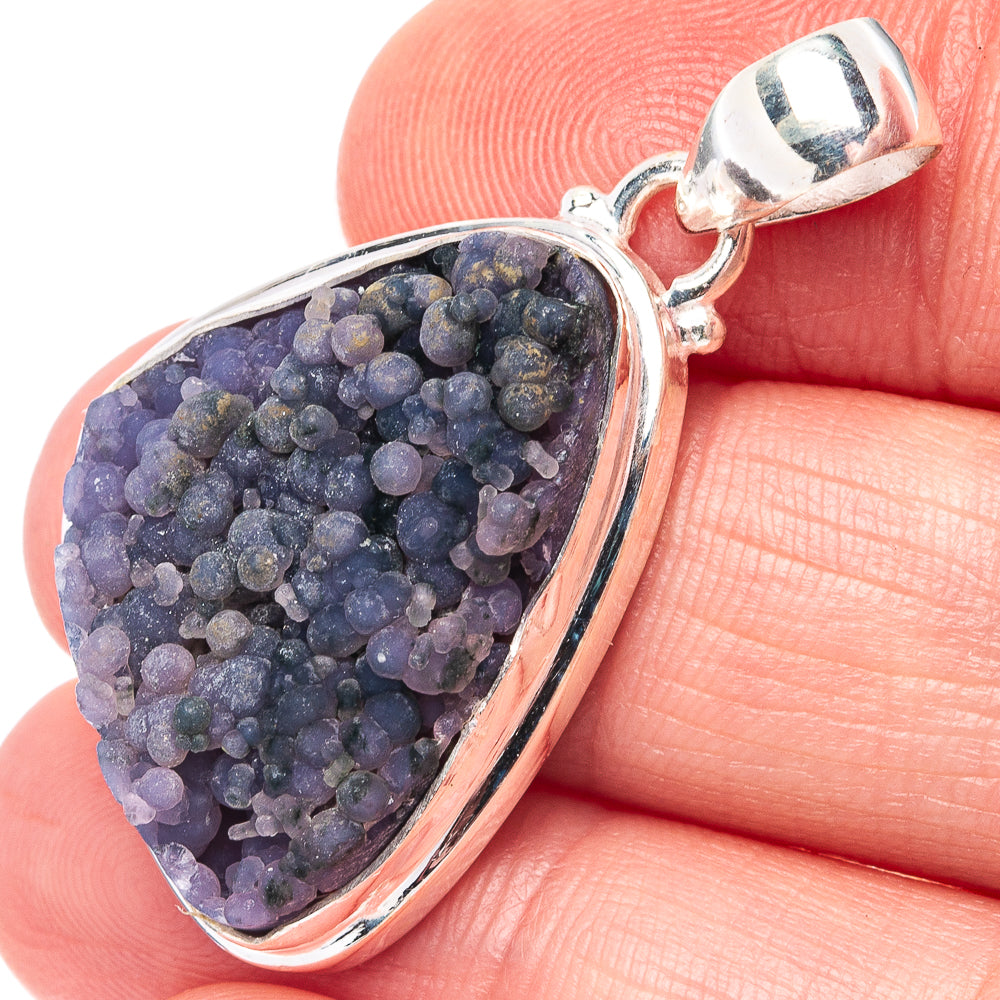 Rare Grage Agate Pendant 1 1/2" (.925 Sterling Silver)