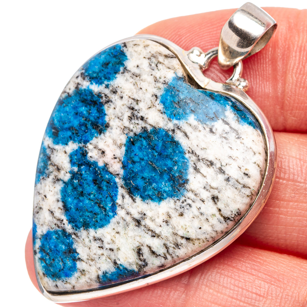 K2 Blue Azurite Pendant 1 3/4" (.925 Sterling Silver)