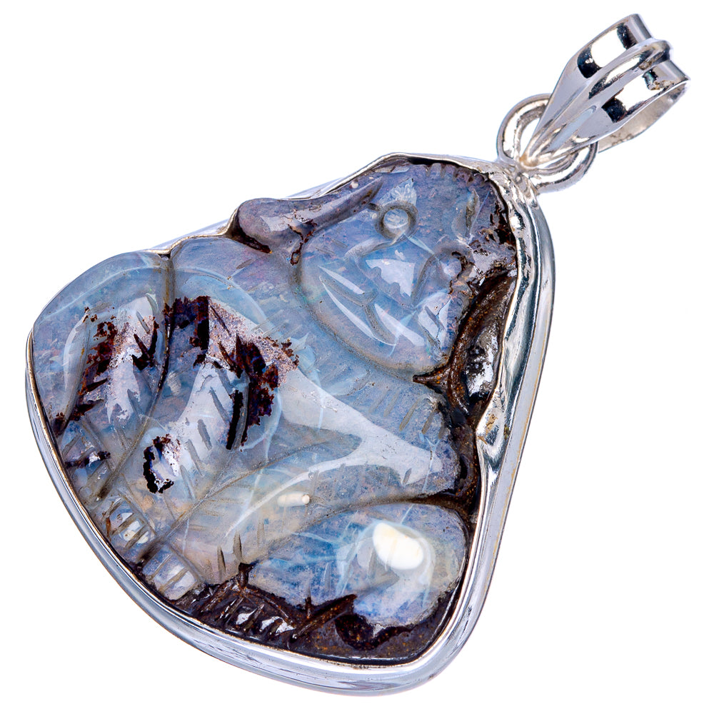 Boulder Opal Rabbit Pendant 1 5/8" (925 Sterling Silver) P40149