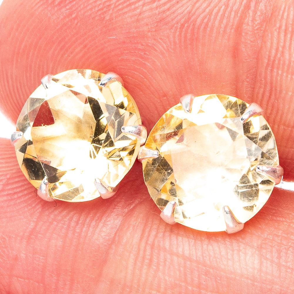 Dainty Citrine Earrings 3/8" (925 Sterling Silver) E2909