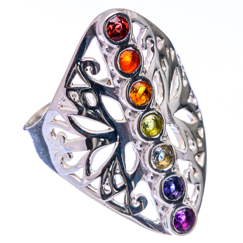 Rainbow Chakra Ring Size 10 (925 Sterling Silver) R141120