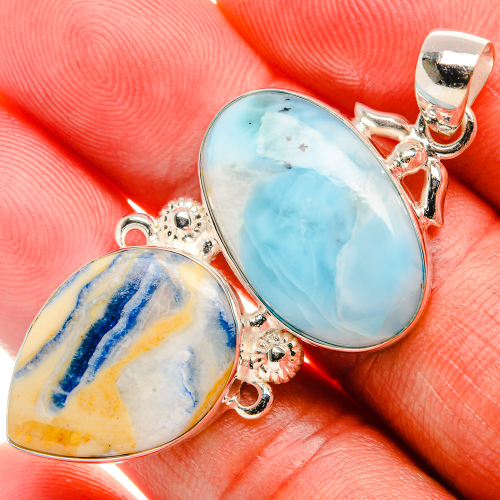 Larimar, Blue Scheelite Pendant 2" (925 Sterling Silver) PD37993