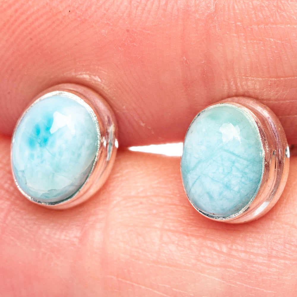 Rare Larimar Earrings 3/8" (925 Sterling Silver) E433313