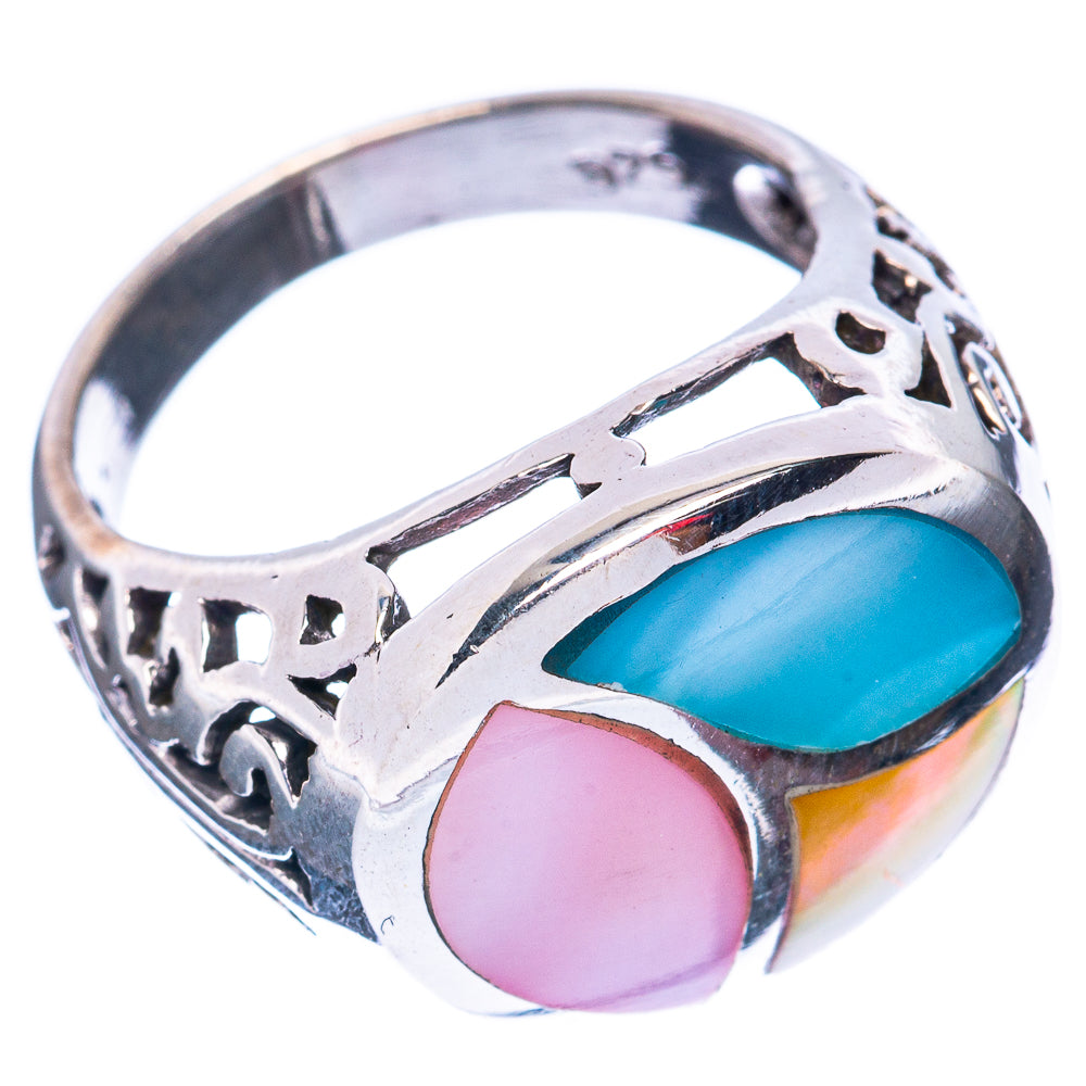 Mother Of Pearl Inlay Ring Size 6.5 (925 Sterling Silver) R2825