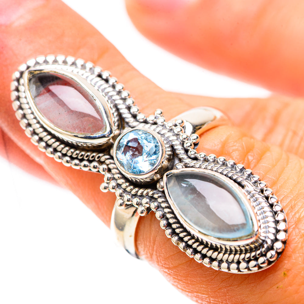 Large Natural Aquamarine, Blue Topaz Ring Size 6.25 (925 Sterling Silver) RING137990