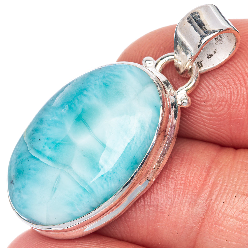 Larimar Pendant 1 3/8" (925 Sterling Silver) P40857