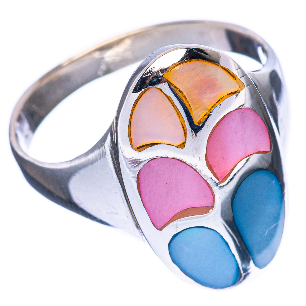 Mother Of Pearl Inlay Ring Size 7.75 (925 Sterling Silver) R3033