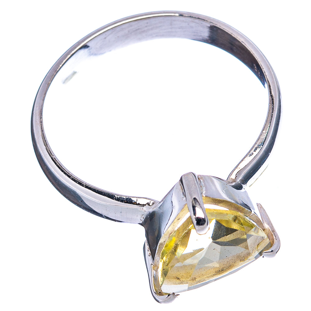 Faceted Lemon Quartz Ring Size 9 (.925 Sterling Silver)