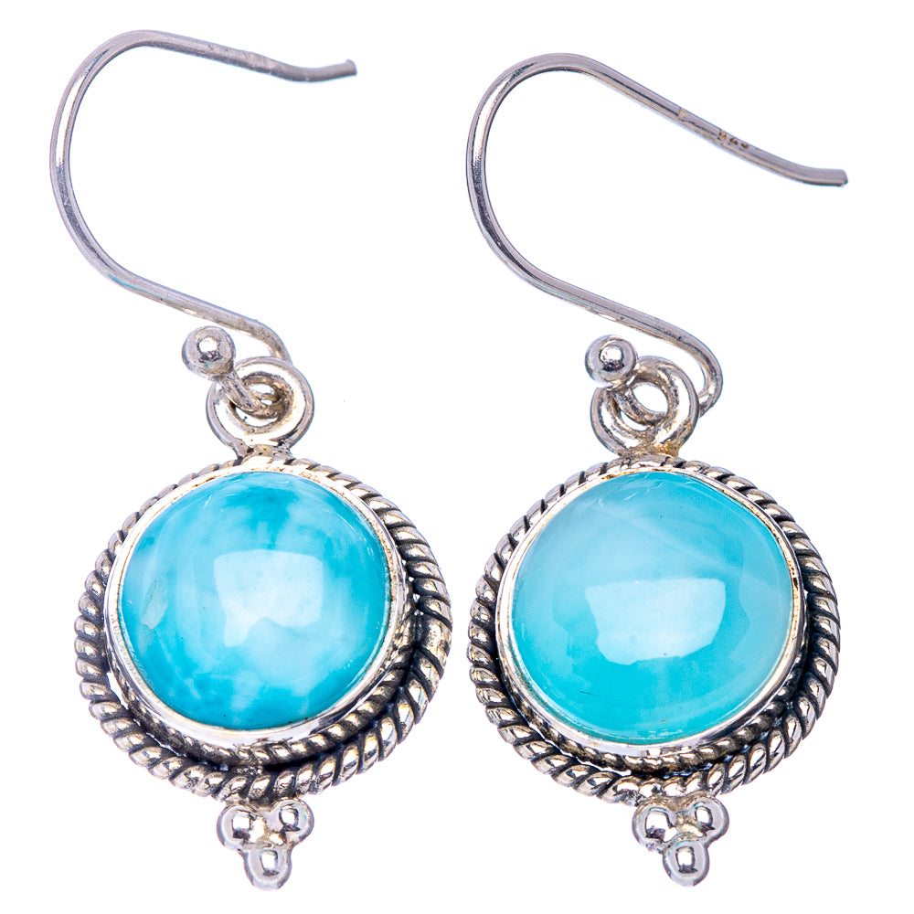 Rare Larimar Earrings 1 1/4" (.925 Sterling Silver)