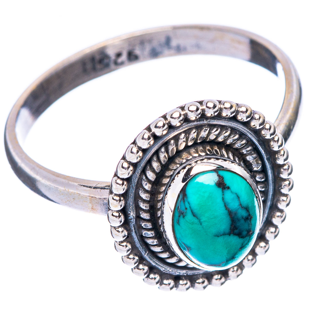 Tibetan Turquoise Dainty Ring Size 8 (925 Sterling Silver) R5983