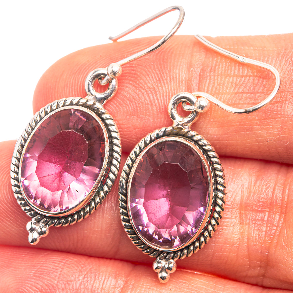 Faceted Alexandrite (Lab.) Earrings 1 1/2" (925 Sterling Silver) E432408