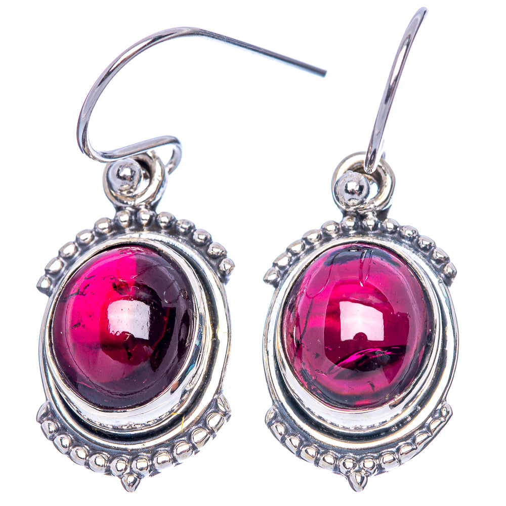 Garnet Dainty Earrings 1 3/8" (925 Sterling Silver) E2018