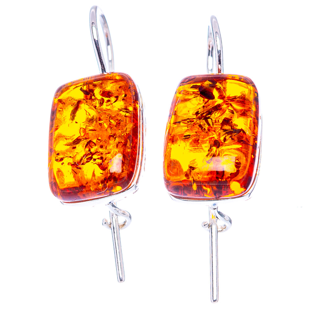 Baltic Amber Earrings 1 1/4" (.925 Sterling Silver)