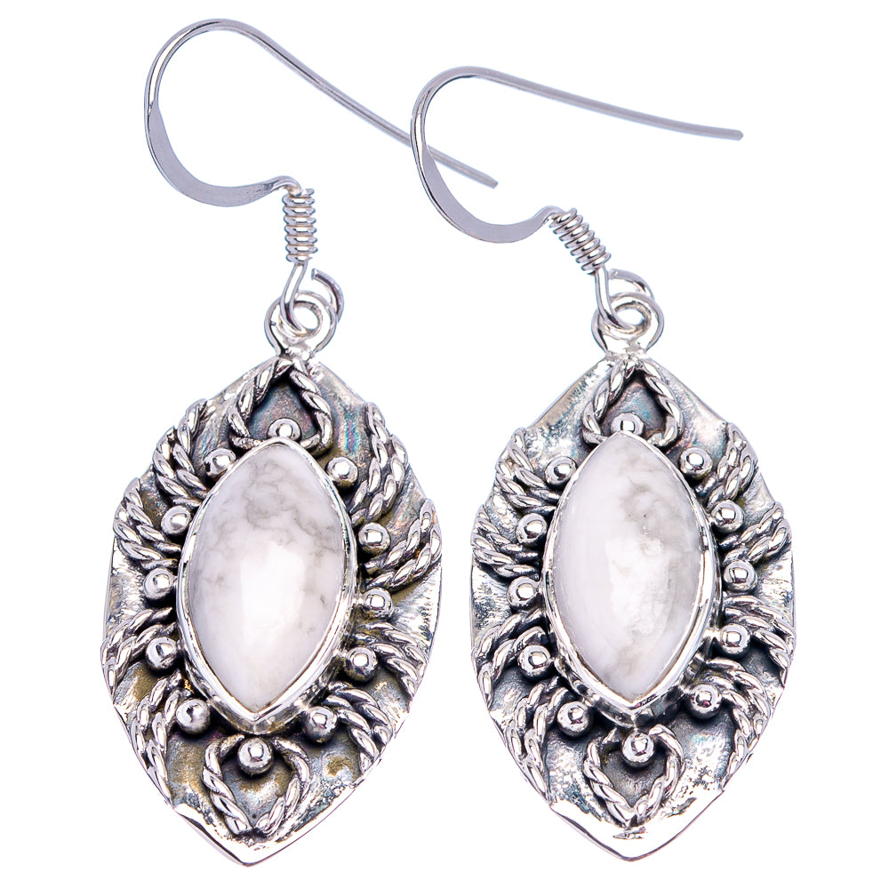 Premium Howlite Earrings 1 3/4" (.925 Sterling Silver)