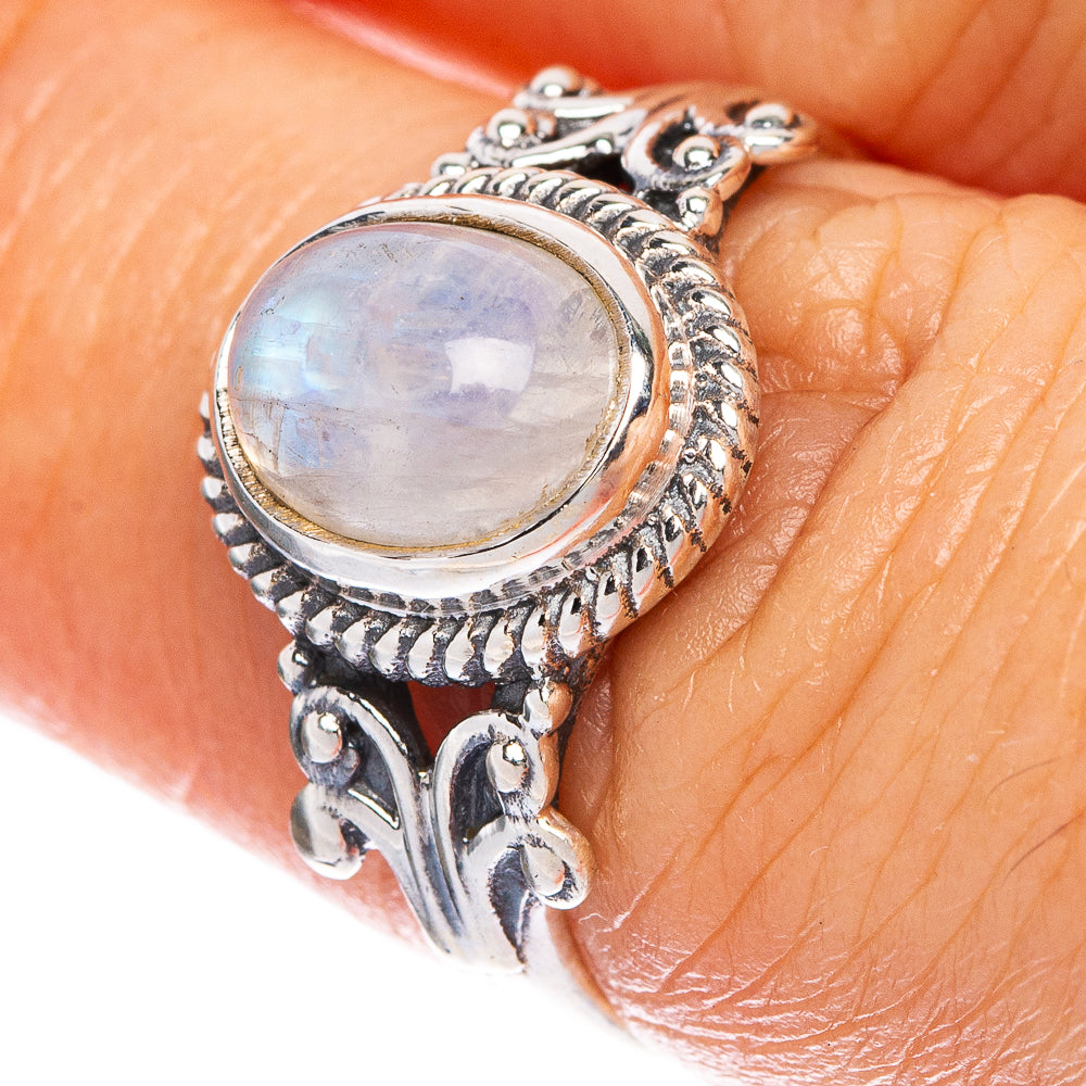 Rainbow Moonstone Dainty Ring Size 6.75 (925 Sterling Silver) R1032