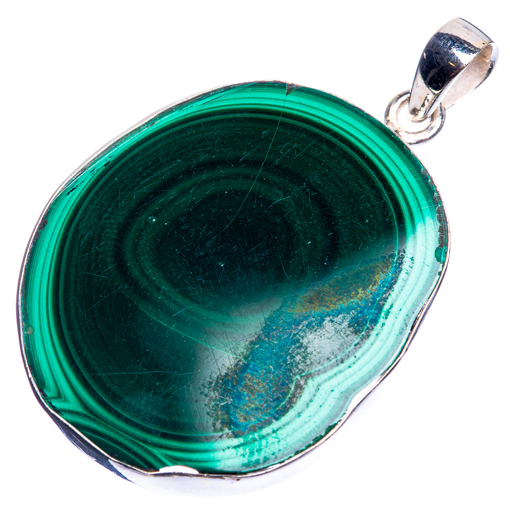 Malachite 925 Sterling Silver Pendant 1 3/4"