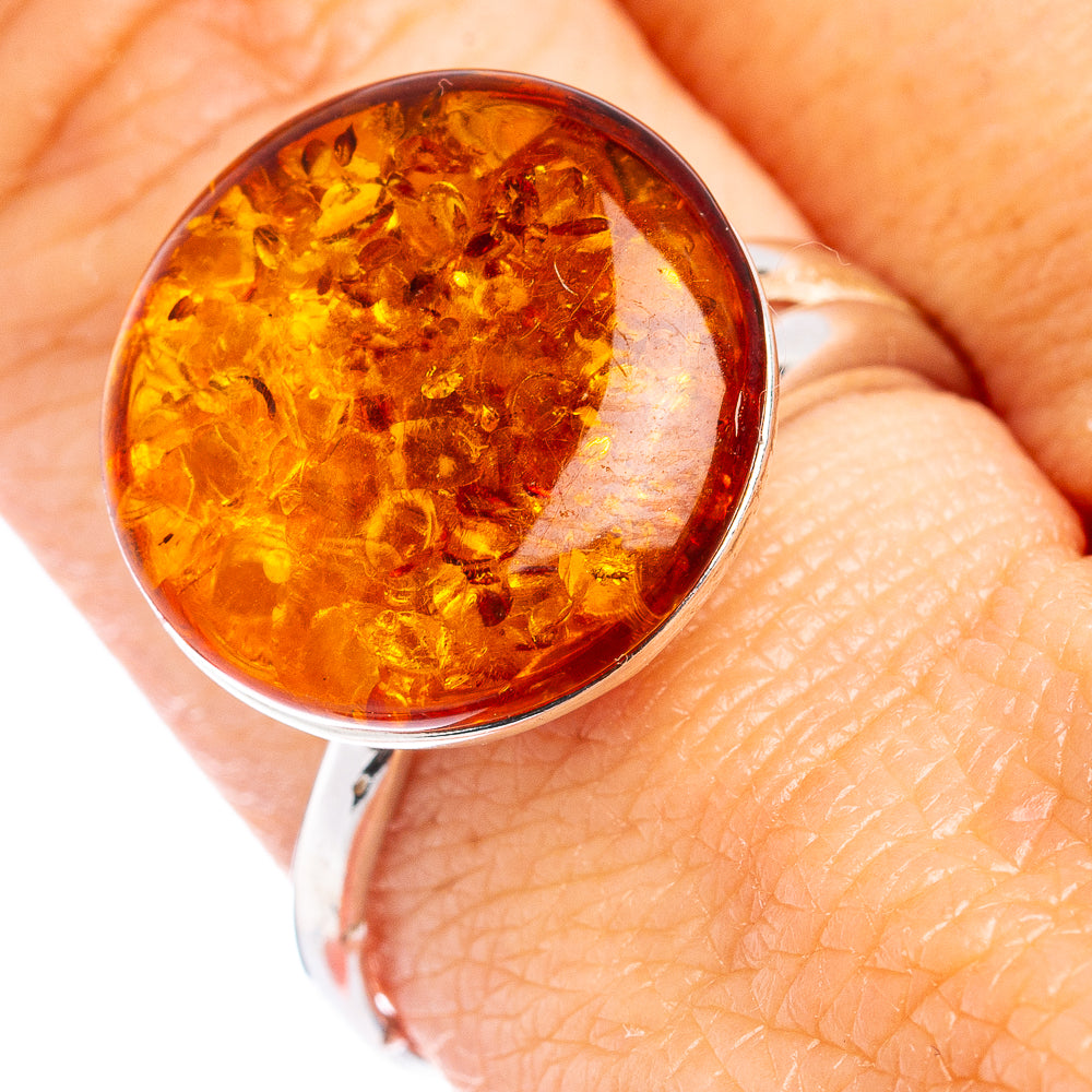 Baltic Amber Ring Size 8 Adjustable (.925 Sterling Silver)